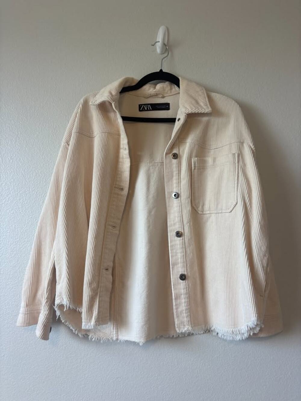 Zara Cream Corduroy Oversized Shacket - Size S